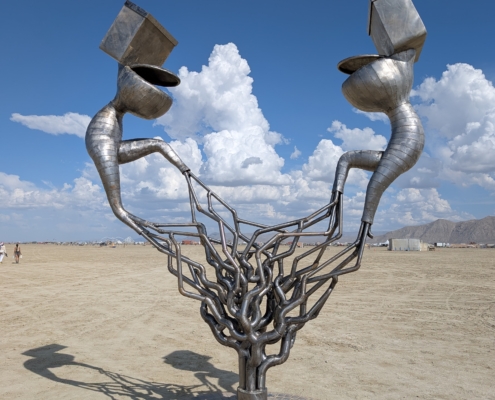 Steel sculpture in desert