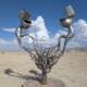 Steel sculpture in desert